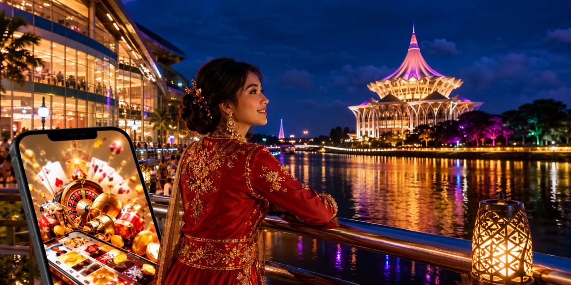 Pemain menggunakan kasino live di telefon bimbit di Kuching ketika Hari Raya